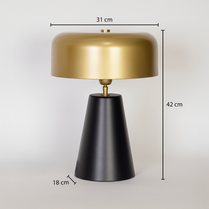 Table lamp dimensions image showing 31 cm shade width 42 cm overall height and 18 cm base width clearly marked for accurate sizing reference.