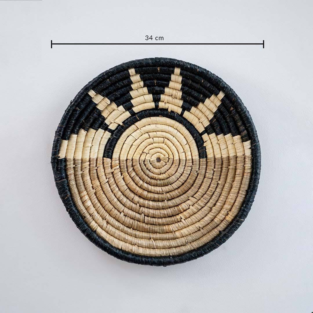 Blazing Sun Handwoven Sabai Grass Hanging Wall Basket - Black