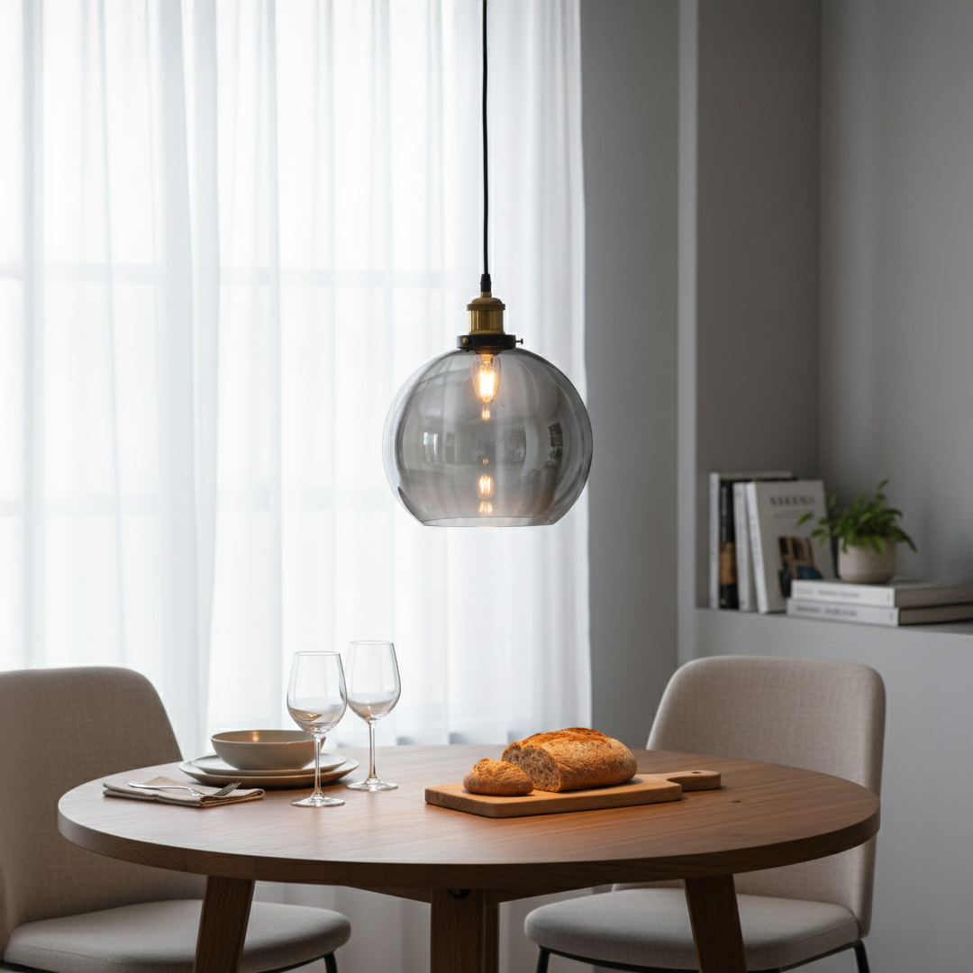 blown glass pendant light black main lifestyle