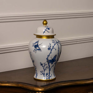 Blue & White Floral Jar - Small
