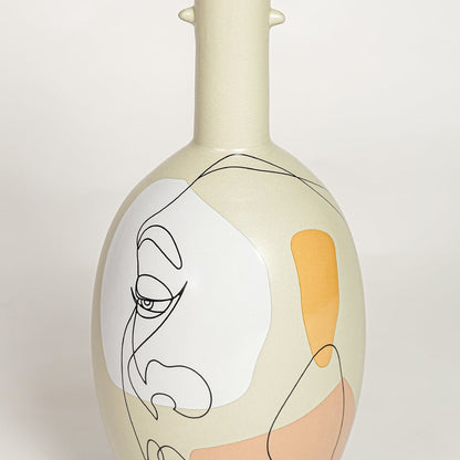 Detailed closeup of Liz origami ceramic flower vase showcasing geometric carved pattern and matte texture.