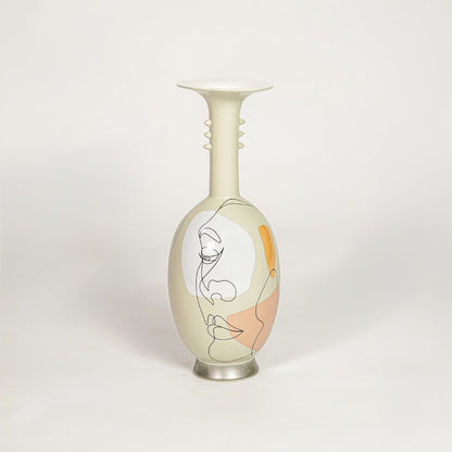 Liz origami ceramic flower vase with angular textured form isolated on white background for modern tabletop decor use.