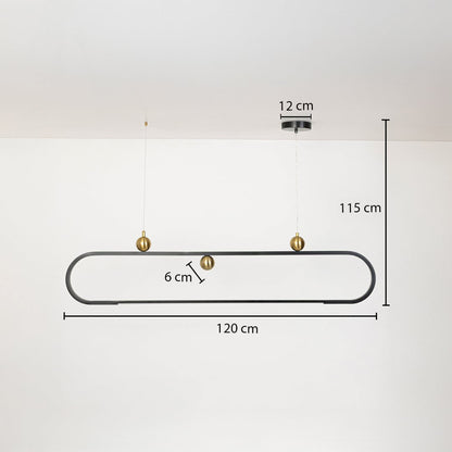 Chandelier displayed with dimensions 120 cm width 115 cm height and 6 cm sphere size shown clearly for accurate measurement.
