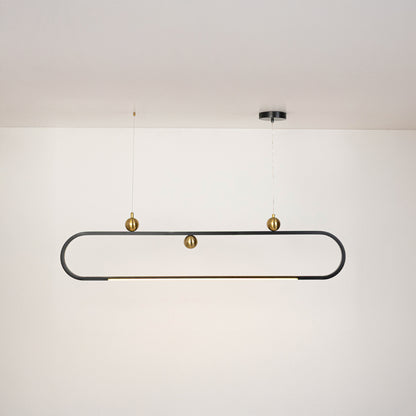 Black metal linear pendant light with exposed globe bulbs designed for stylish contemporary ceiling lighting interiors.