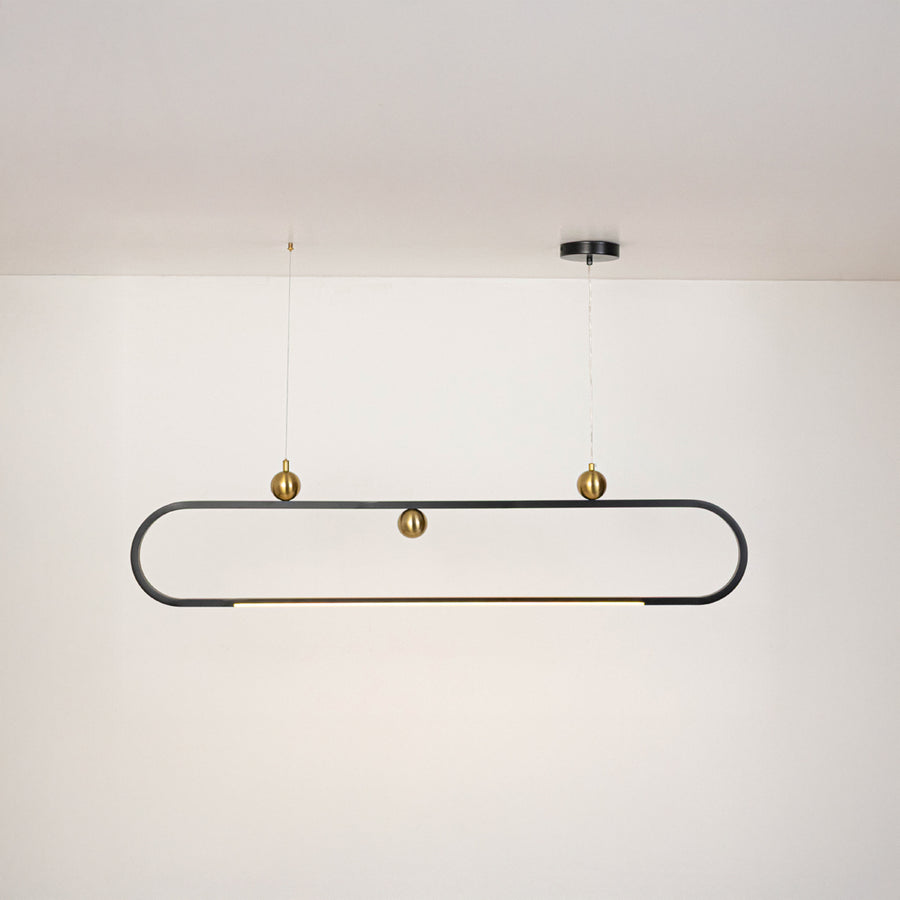 Black metal linear pendant light with exposed globe bulbs designed for stylish contemporary ceiling lighting interiors.
