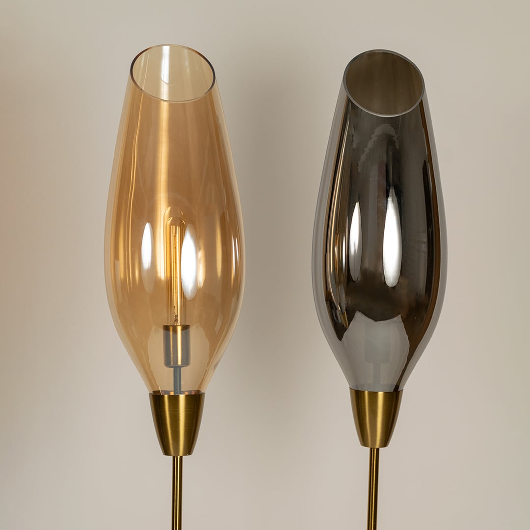Brilliance Beam Glass Floor Lamp - Amber Closeup 3