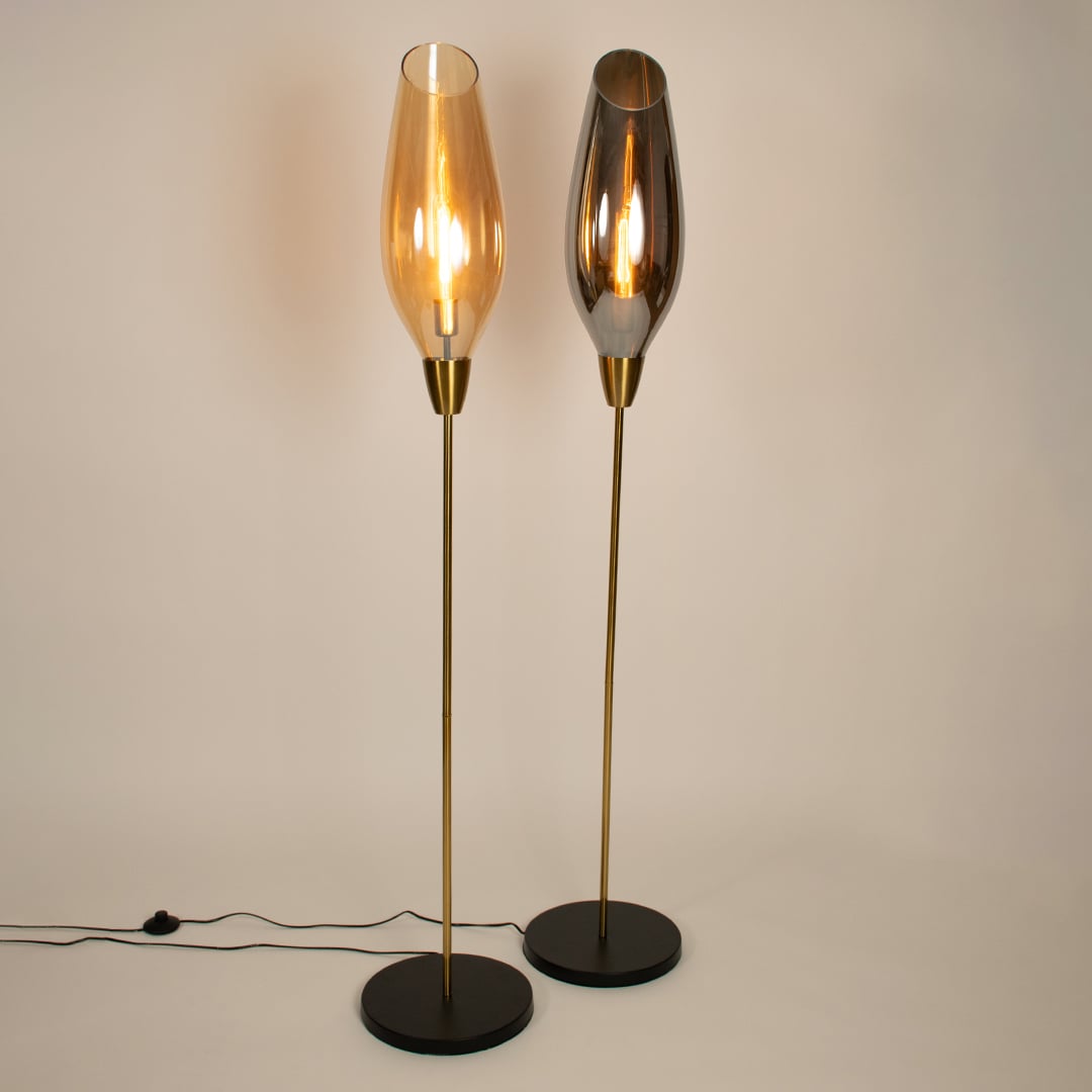 Brilliance Beam Glass Floor Lamp - Amber Grouped