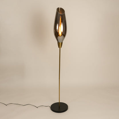 Brilliance Beam Glass Floor Lamp - Chrome