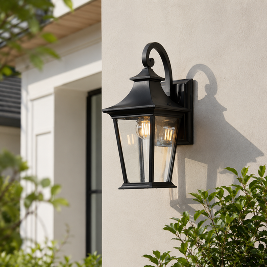 Bungalow Open Outdoor Wall Light - Black