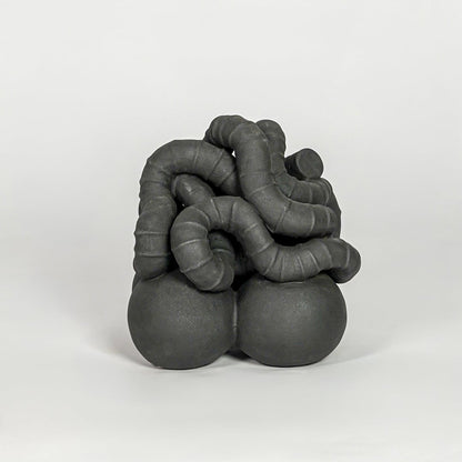 Black ceramic abstract decor sculpture modern decorative showpiece for table console shelf home decor styling.
