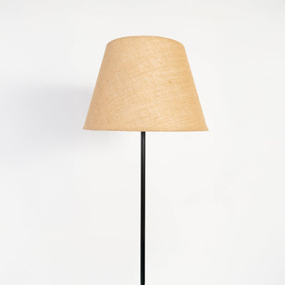 Caelis Linear Black Floor Lamp with Barrel Shade - Beige