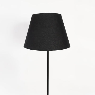 Caelis Linear Black Floor Lamp with Barrel Shade - Black