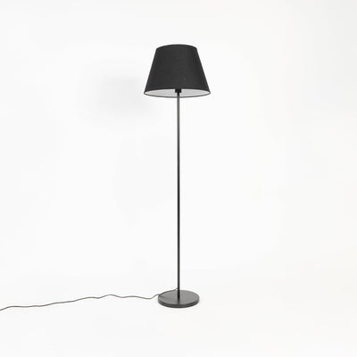 Caelis Linear Black Floor Lamp with Barrel Shade - Black