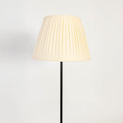 Caelis Linear Black Floor Lamp with Pleated Empire Shade - Off White