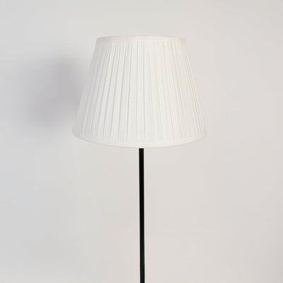Caelis Linear Black Floor Lamp with Pleated Empire Shade - White