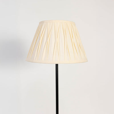Caelis Linear Black Floor Lamp with Pleated Tapered Shade - Off White