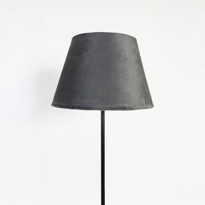Caelis Linear Black Floor Lamp with Suede Shade - Black