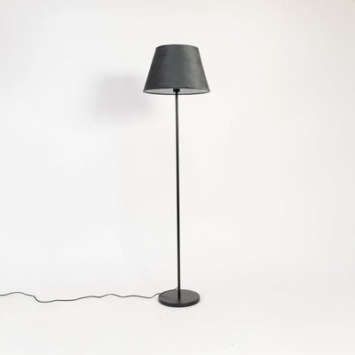Caelis Linear Black Floor Lamp with Suede Shade - Black