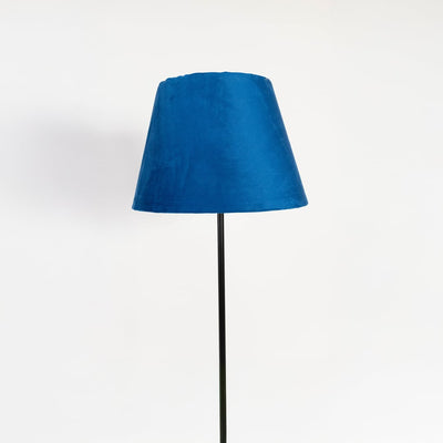 Caelis Linear Black Floor Lamp with Suede Shade - Blue