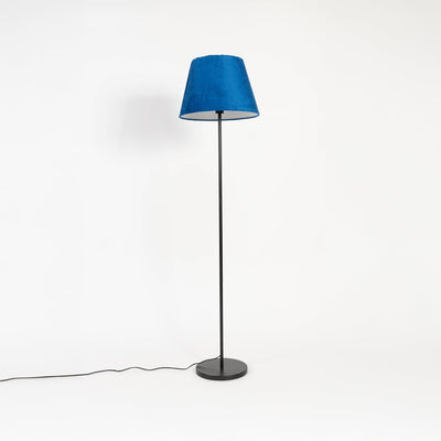 Caelis Linear Black Floor Lamp with Suede Shade - Blue