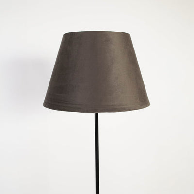 Caelis Linear Black Floor Lamp with Suede Shade - Dark Grey
