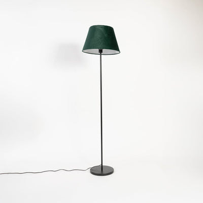 Caelis Linear Black Floor Lamp with Suede Shade - Green