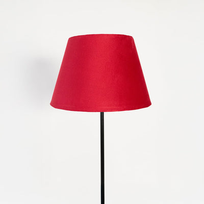 Caelis Linear Black Floor Lamp with Suede Shade - Red
