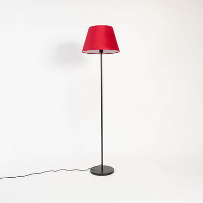 Caelis Linear Black Floor Lamp with Suede Shade - Red