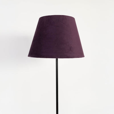 Caelis Linear Black Floor Lamp with Velvet Shade - Purple