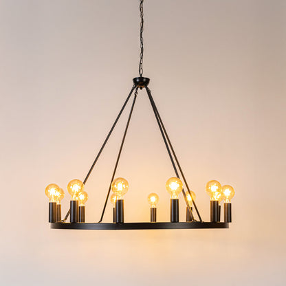 Cahua 12-Light Matte Black Drum Chandelier