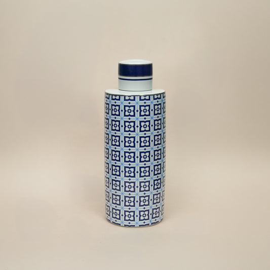 Calix Blue And White Ceramic Jar - Large
