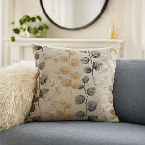 Calmingly Breezy Embroidered Cushion Cover - Cotton
