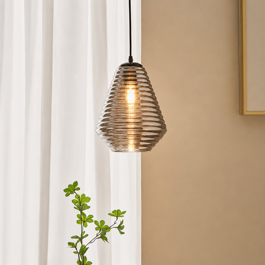 Camber Ribbed Glass Pendant Light