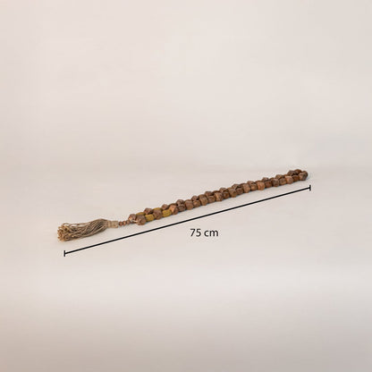 Brown bead garland measuring 75 cm long displayed on a neutral background for accurate product dimension view.