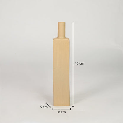 Yellow ceramic tall vase size 40 cm height 8 cm width 5 cm depth modern decorative vase for table console styling.