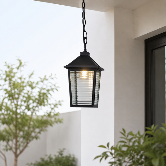 Carson Ribbed Glass Outdoor Hanging Light