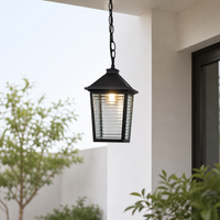 Carson Ribbed Glass Outdoor Hanging Light