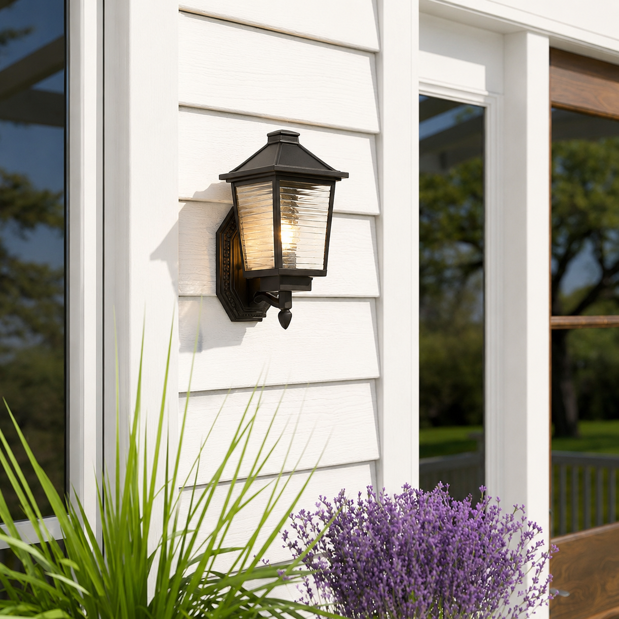 Carson Ribbed Glass Outdoor Wall Light