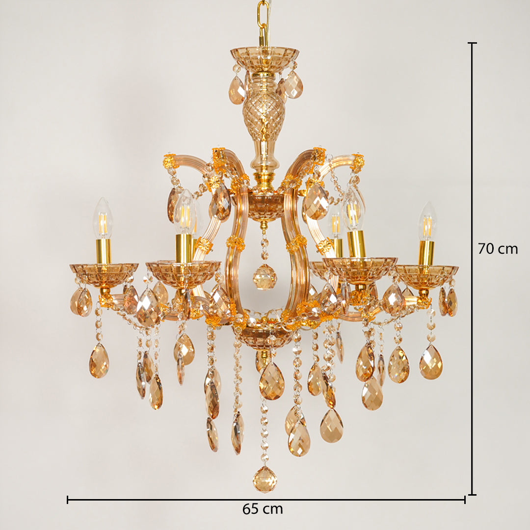 Marchese 6-Light Crystal Chandelier - Amber