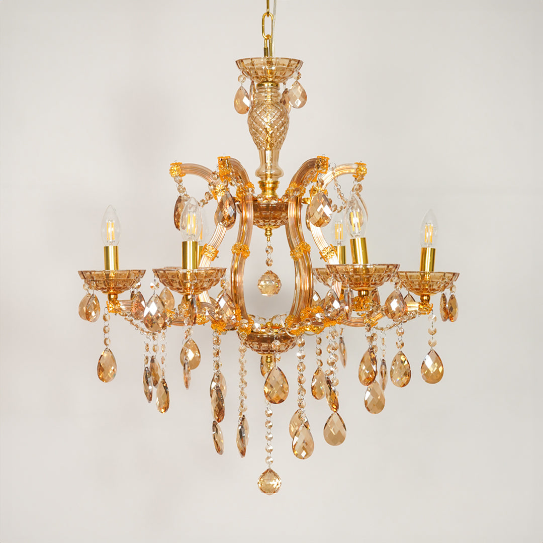 Marchese 6-Light Crystal Chandelier - Amber