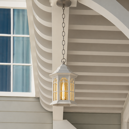 Castle Outdoor Hanging Light - White