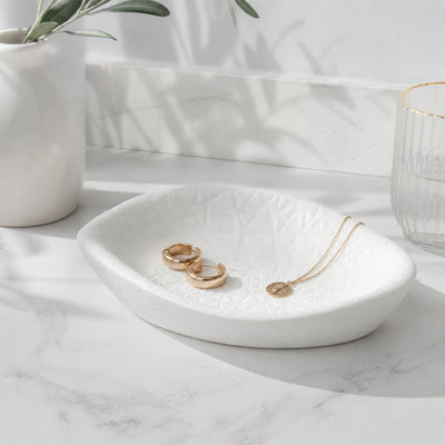 Caviar White Ceramic Decorative Tray