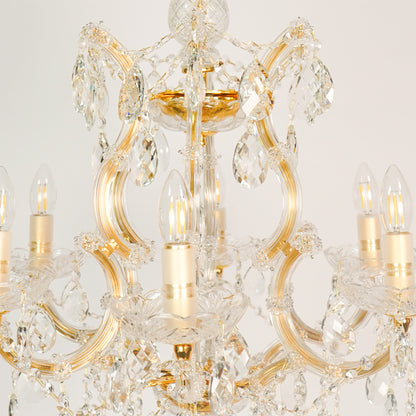 Closeup image of candelabra chandelier for modern dining room decor styling with elegant detailings.