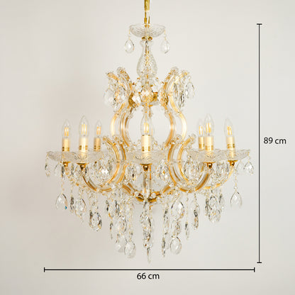Dimension image of large candelabra chandelier for modern dining room decor styling with precise size measurement.