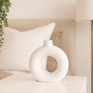 Ceramic Donut Vase White - Large