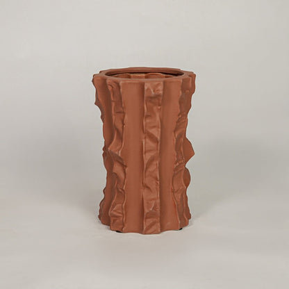 ceramic table vase brown white background
