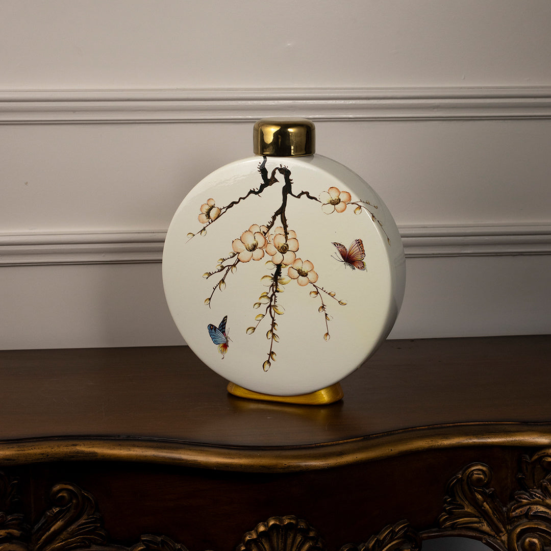 Ceramic Jar Magpie Pattern - Large