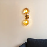 Ceto 2-Light Brass Wall Lamp - Amber