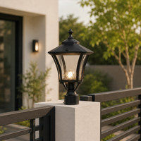 Traditional black aluminum outdoor gate pillar light for main entrance fence boundary wall driveway garden landscape decor.