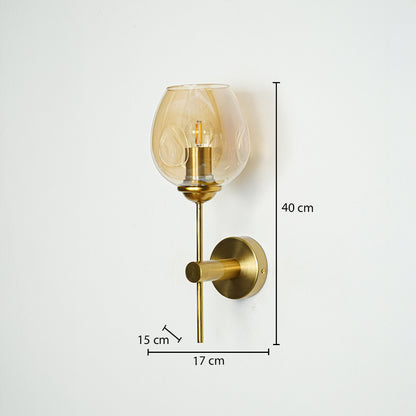 Contemporary brass wall light measuring 43 cm height and 17 cm width for luxury interior decor.